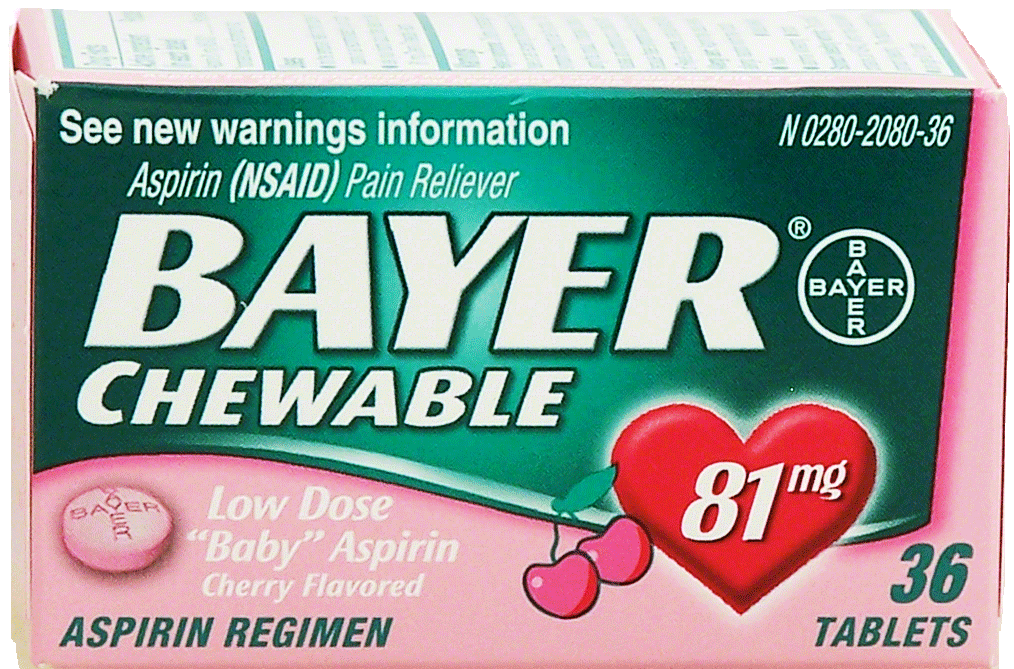 Bayer&nbsp;&nbsp;pain reliever, low dose aspirin, cherry flavored, 81 mg Full-Size Picture